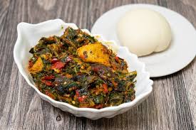 Vegetable soup, swallow with Beef 